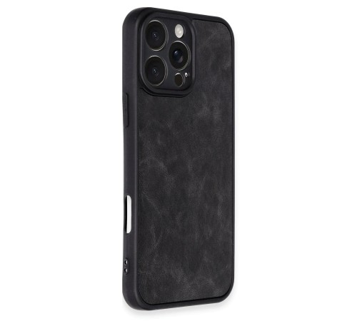 iPhone 16 Pro Kılıf Aras Deri Kapak - Siyah iPhone 16 Pro Kılıf Aras Deri Kapak - Siyah