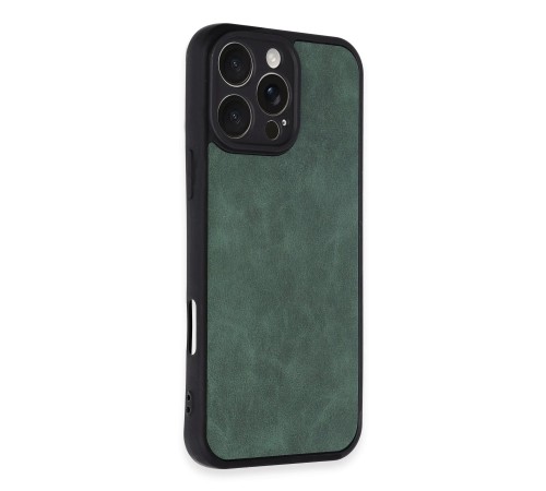 iPhone 16 Pro Kılıf Aras Deri Kapak - Koyu Yeşil iPhone 16 Pro Kılıf Aras Deri Kapak - Koyu Yeşil