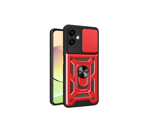 Samsung Galaxy A06 Kılıf Pars Lens Yüzüklü Silikon - Kırmızı