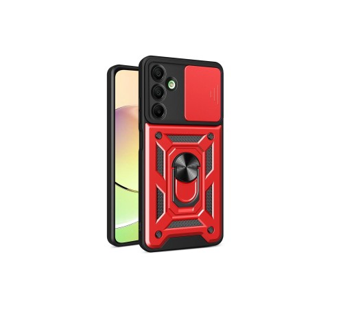 Samsung Galaxy A16 5G Kılıf Pars Lens Yüzüklü Silikon - Kırmızı
