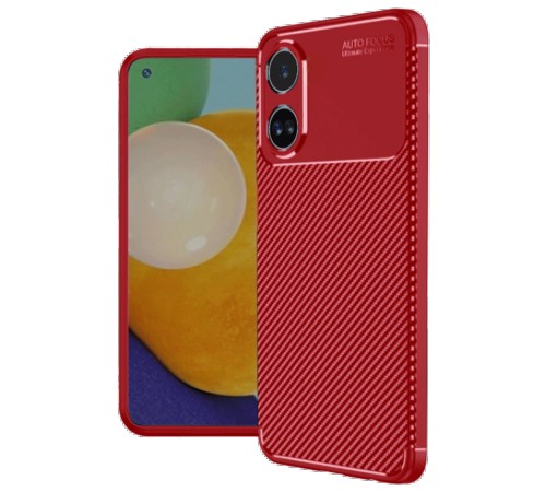 Oppo A38 Kılıf Auto Focus Karbon Kapak - Kırmızı Oppo A38 Kılıf Auto Focus Karbon Kapak - Kırmızı
