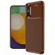 Oppo A60 Kılıf Auto Focus Karbon Kapak - Kahverengi