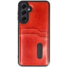 Samsung Galaxy S24 FE Kılıf Sara Kartvizitli Deri Kılıf - Kırmızı