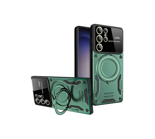 Samsung Galaxy S25 Ultra Kılıf Joy Lens Standlı Kapak - Koyu Yeşil Samsung Galaxy S25 Ultra Kılıf Joy Lens Standlı Kapak - Koyu Yeşil