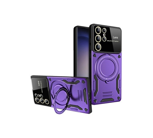 Samsung Galaxy S25 Ultra Kılıf Joy Lens Standlı Kapak - Mor Samsung Galaxy S25 Ultra Kılıf Joy Lens Standlı Kapak - Mor