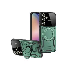 Samsung Galaxy S24 FE Kılıf Joy Lens Standlı Kapak - Koyu Yeşil