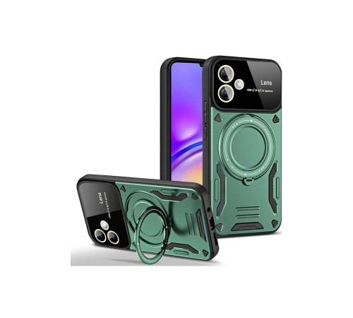 Samsung Galaxy A06 Kılıf Joy Lens Standlı Kapak - Koyu Yeşil