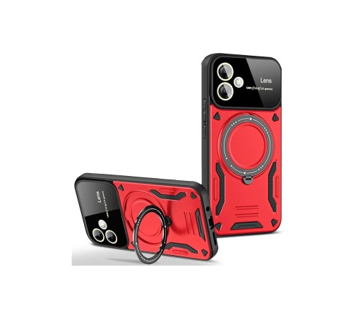 Samsung Galaxy A06 Kılıf Joy Lens Standlı Kapak - Kırmızı Samsung Galaxy A06 Kılıf Joy Lens Standlı Kapak - Kırmızı