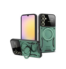 Samsung Galaxy A36 Kılıf Joy Lens Standlı Kapak - Koyu Yeşil