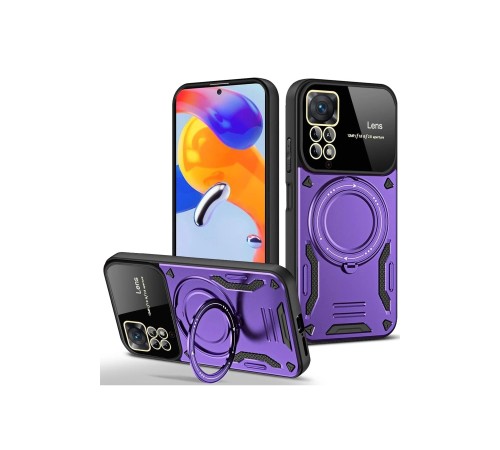 Xiaomi Redmi Note 11 Pro Kılıf Joy Lens Standlı Kapak - Mor Xiaomi Redmi Note 11 Pro Kılıf Joy Lens Standlı Kapak - Mor
