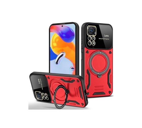 Xiaomi Redmi Note 11 Pro Kılıf Joy Lens Standlı Kapak - Kırmızı Xiaomi Redmi Note 11 Pro Kılıf Joy Lens Standlı Kapak - Kırmızı