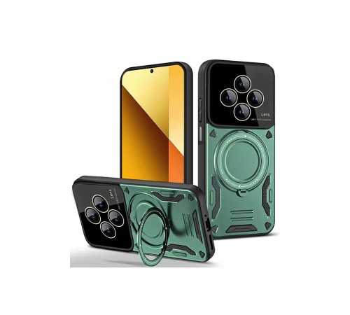 Xiaomi Redmi 14C Kılıf Joy Lens Standlı Kapak - Koyu Yeşil