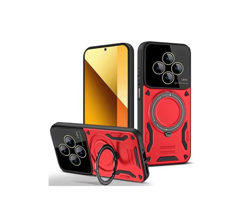 Xiaomi Redmi 14C Kılıf Joy Lens Standlı Kapak - Kırmızı Xiaomi Redmi 14C Kılıf Joy Lens Standlı Kapak - Kırmızı