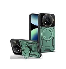 Xiaomi Redmi Note 14 Pro 4G Kılıf Joy Lens Standlı Kapak - Koyu Yeşil