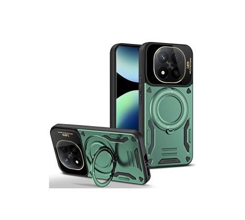 Xiaomi Redmi Note 14 Pro 4G Kılıf Joy Lens Standlı Kapak - Koyu Yeşil Xiaomi Redmi Note 14 Pro 4G Kılıf Joy Lens Standlı Kapak - Koyu Yeşil