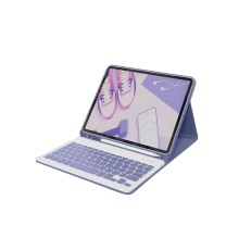 iPad 2022 10.9 (10.nesil) Kılıf KC01 Smart Klavyeli Tablet Kılıfı - Derin Mor