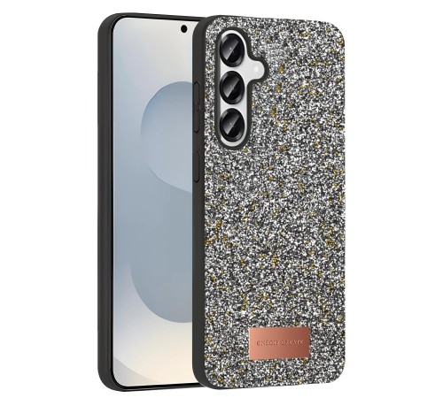 Samsung Galaxy S25 Bright Simli Kapak - Gümüş Samsung Galaxy S25 Bright Simli Kapak - Gümüş