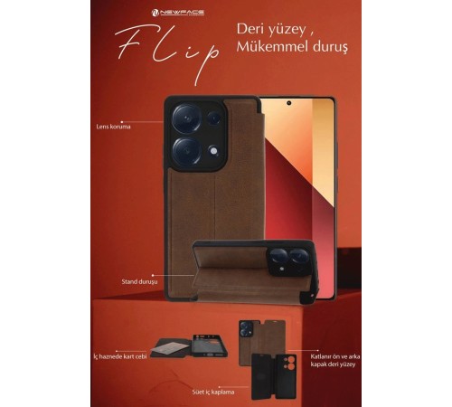 Samsung Galaxy A26 Kılıf Flip Cover - Kırmızı Samsung Galaxy A26 Kılıf Flip Cover - Kırmızı