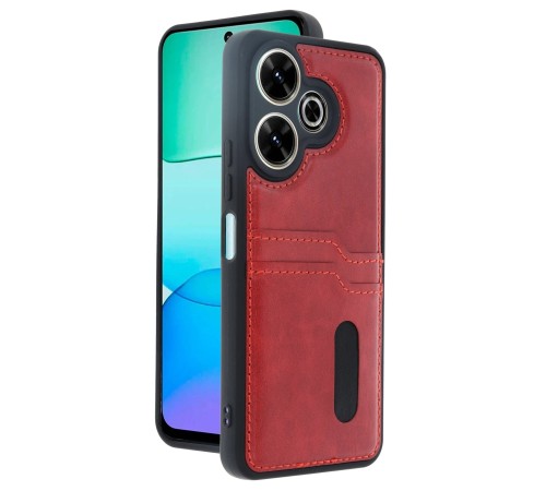Xiaomi Redmi 13 4G Kılıf Sara Kartvizitli Deri Kılıf - Kırmızı Xiaomi Redmi 13 4G Kılıf Sara Kartvizitli Deri Kılıf - Kırmızı