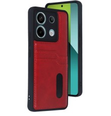 Xiaomi Redmi Note 13 Pro 4G Kılıf Sara Kartvizitli Deri Kılıf - Kırmızı