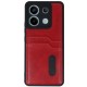 Xiaomi Redmi Note 13 Pro 4G Kılıf Sara Kartvizitli Deri Kılıf - Kırmızı
