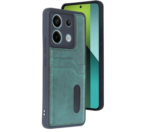 Xiaomi Redmi Note 13 Pro 4G Kılıf Sara Kartvizitli Deri Kılıf - Koyu Yeşil Xiaomi Redmi Note 13 Pro 4G Kılıf Sara Kartvizitli Deri Kılıf - Koyu Yeşil
