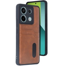 Xiaomi Redmi Note 13 Pro 4G Kılıf Sara Kartvizitli Deri Kılıf - Taba