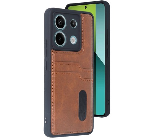 Xiaomi Redmi Note 13 Pro 4G Kılıf Sara Kartvizitli Deri Kılıf - Taba Xiaomi Redmi Note 13 Pro 4G Kılıf Sara Kartvizitli Deri Kılıf - Taba