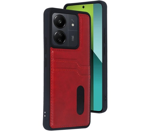 Xiaomi Redmi 13C Kılıf Sara Kartvizitli Deri Kılıf - Kırmızı Xiaomi Redmi 13C Kılıf Sara Kartvizitli Deri Kılıf - Kırmızı