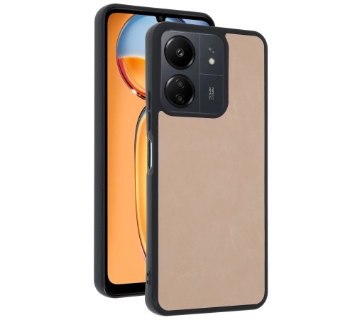 Xiaomi Redmi 13C Kılıf Aras Deri Kapak - Pudra Xiaomi Redmi 13C Kılıf Aras Deri Kapak - Pudra