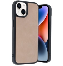 iPhone 14 Kılıf Aras Deri Kapak - Pudra