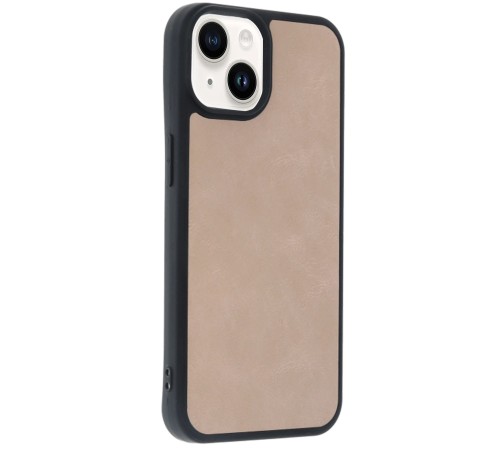 iPhone 14 Kılıf Aras Deri Kapak - Pudra