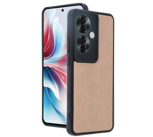 Oppo Reno 11F Kılıf Aras Deri Kapak - Pudra Oppo Reno 11F Kılıf Aras Deri Kapak - Pudra