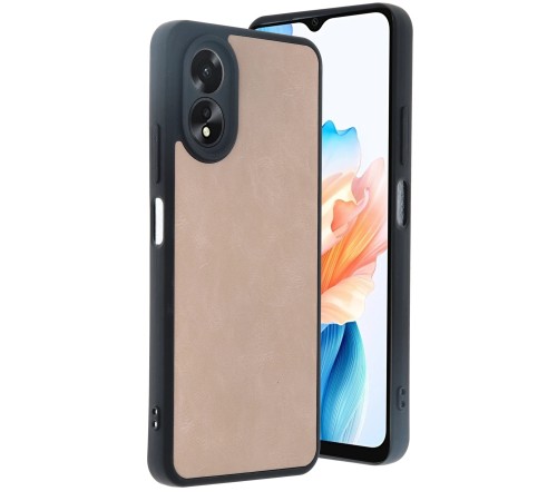 Oppo A38 Kılıf Aras Deri Kapak - Pudra