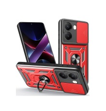 Xiaomi Poco X7 Pro Kılıf Pars Lens Yüzüklü Silikon - Kırmızı