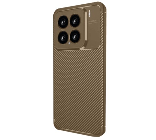 Xiaomi Mi 15 Kılıf Auto Focus Karbon Kapak - Kahverengi