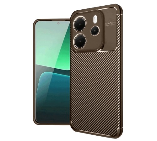 Xiaomi Redmi Note 14 4G Kılıf Auto Focus Karbon Kapak - Kahverengi Xiaomi Redmi Note 14 4G Kılıf Auto Focus Karbon Kapak - Kahverengi
