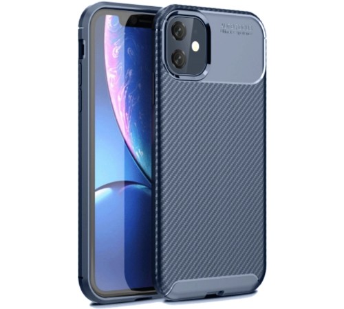 iPhone 11 Kılıf Auto Focus Karbon Kapak - Lacivert iPhone 11 Kılıf Auto Focus Karbon Kapak - Lacivert