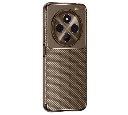 Tecno Spark 30 Kılıf Auto Focus Karbon Kapak - Kahverengi Tecno Spark 30 Kılıf Auto Focus Karbon Kapak - Kahverengi