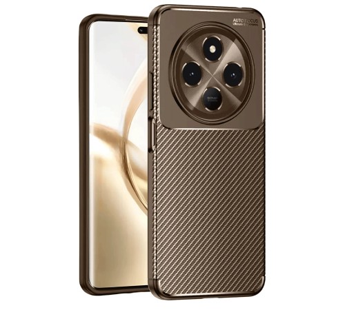 Tecno Spark 30 Kılıf Auto Focus Karbon Kapak - Kahverengi Tecno Spark 30 Kılıf Auto Focus Karbon Kapak - Kahverengi