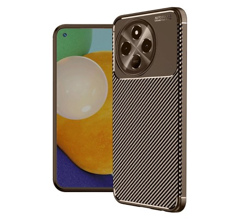 Tecno Spark 30 Pro Kılıf Auto Focus Karbon Kapak - Kahverengi Tecno Spark 30 Pro Kılıf Auto Focus Karbon Kapak - Kahverengi
