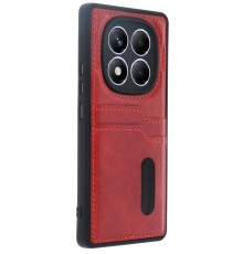 Xiaomi Redmi Note 14 Pro 4G Kılıf Sara Kartvizitli Deri Kılıf - Kırmızı