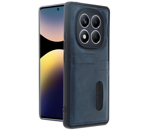 Xiaomi Redmi Note 14 Pro 4G Kılıf Sara Kartvizitli Deri Kılıf - Lacivert