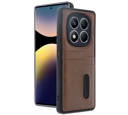 Xiaomi Redmi Note 14 Pro 4G Kılıf Sara Kartvizitli Deri Kılıf - Taba Xiaomi Redmi Note 14 Pro 4G Kılıf Sara Kartvizitli Deri Kılıf - Taba