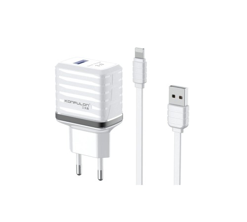 Konfulon C19Q 18W USB Çıkışlı Ekstra USB to Lightning Kablolu PD Hızlı Şarj Cihazı - Beyaz Konfulon C19Q 18W USB Çıkışlı Ekstra USB to Lightning Kablolu PD Hızlı Şarj Cihazı - Beyaz