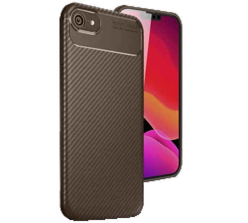 iPhone 16E Kılıf Auto Focus Karbon Kapak - Kahverengi