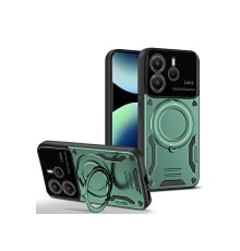 Xiaomi Redmi Note 14 4G Kılıf Joy Lens Standlı Kapak - Koyu Yeşil