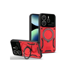 Xiaomi Redmi Note 14 4G Kılıf Joy Lens Standlı Kapak - Kırmızı
