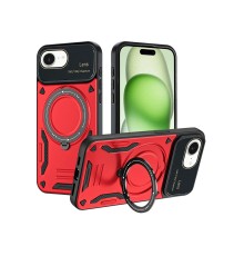 iPhone 16E Kılıf Joy Lens Standlı Kapak - Kırmızı