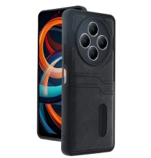 Xiaomi Redmi 14C Kılıf Sara Kartvizitli Deri Kılıf - Siyah